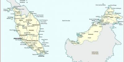 Malaizijas pilsētām karte