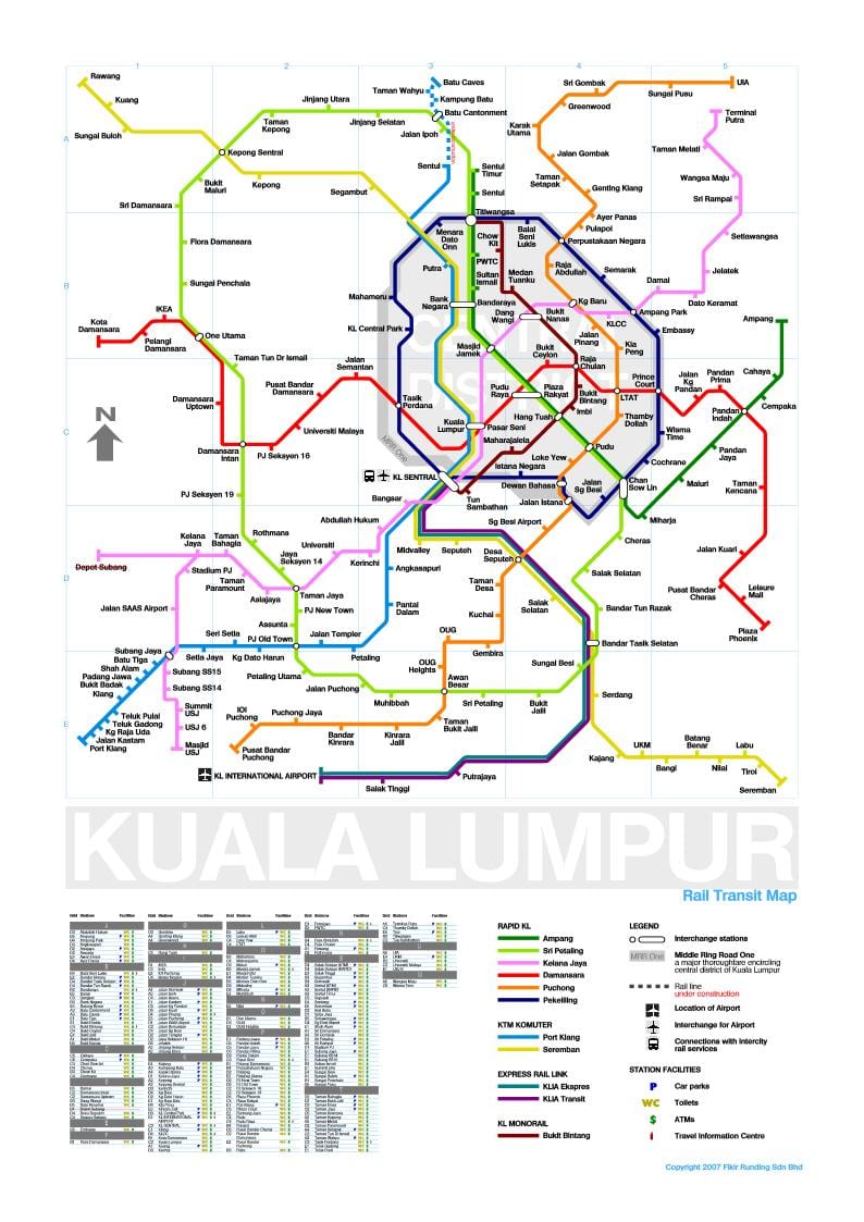 mrt 3 līniju, maršruta karte malaizija